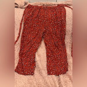 A New Day - Women's Animal Print Wide Leg Pants Red size XXL